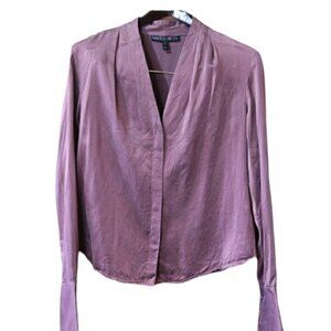 Lafayette 148 Purple Silk Hidden Button Shirt 10
